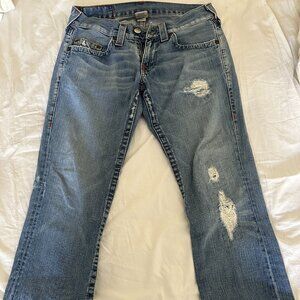 True Religion Womens Bobby Jeans Row 31 Seat 33 Distressed Denim